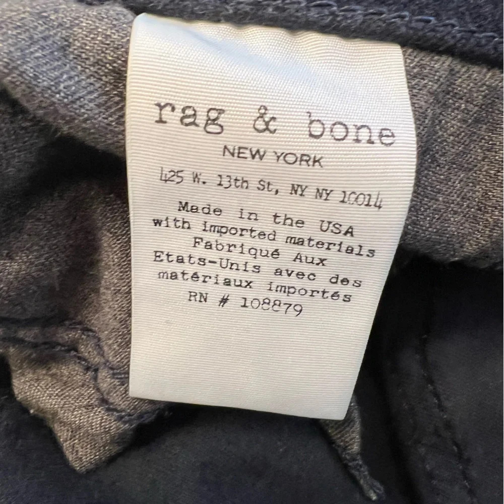 Rag & Bone Navy Velvet crop Pant with Zipper detail Size 26 - Picture 4 of 12